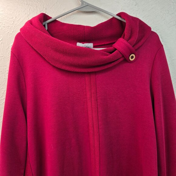 Habitat Cowl Neck Sweater Women L Red Pullover Lagenlook Relaxed Long Sleeve Top - Picture 3 of 14